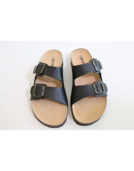 Men's Black EVA Leather Insole 2 Buckle Sandal