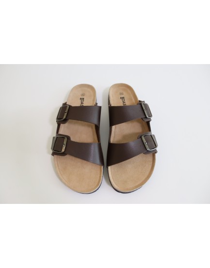 Men's Brown EVA Leather Insole 2 Buckle Sandal