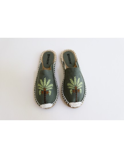 Women Grey Palm Tree Espadrilles