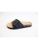 Women's Navy Single Buckle Cork Sandals 