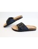 Women's Navy Single Buckle Cork Sandals 