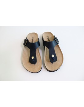 Women's Navy T-Strap Cork Sandals